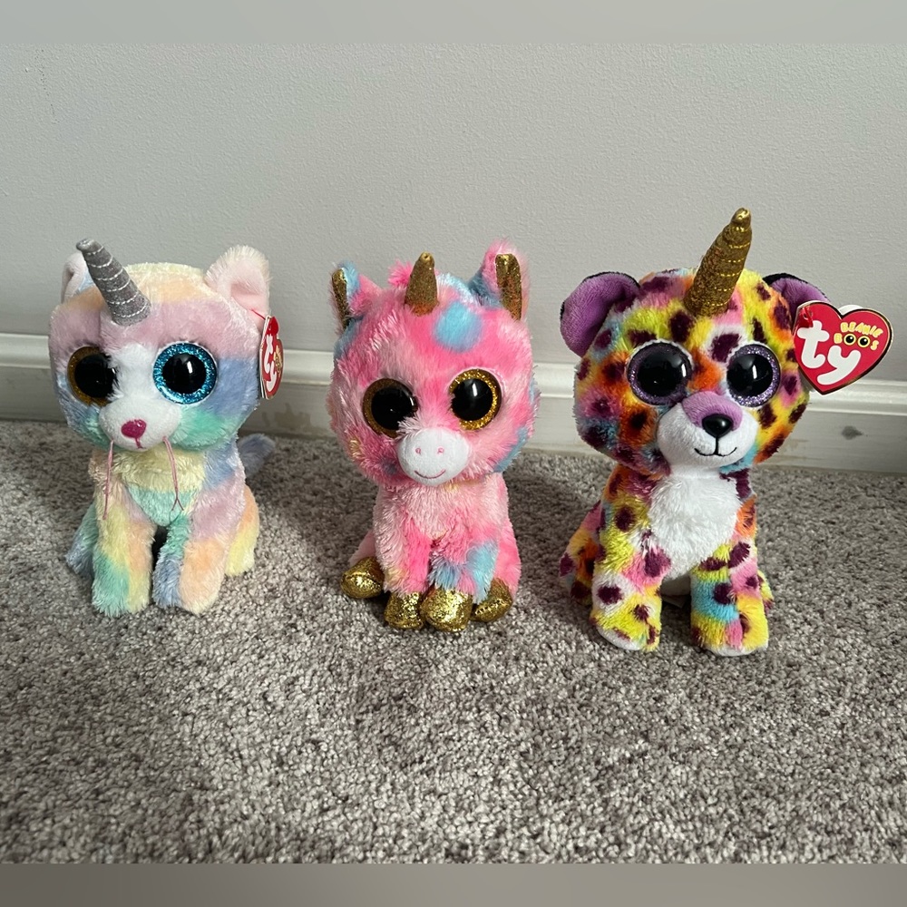 6” Unicorn Ty Beanie Boos- Set of 3